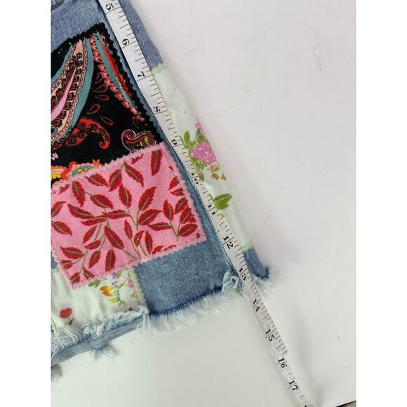 Alice + Olivia Route 66 Denim Patchwork Mini Skirt - Size 26 - Picture 8 of 8